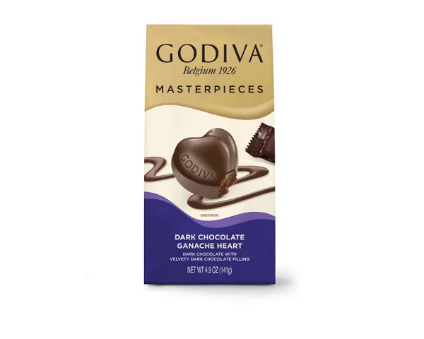 Godiva Masterpieces, Dark Chocolate Ganache Hearts, Set of 6