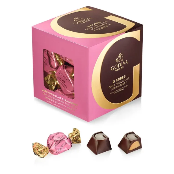 Dark Chocolate Strawberry G Cube Box, 22 pcs.