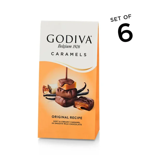 Godiva Caramels, Milk Chocolate, Set of 6