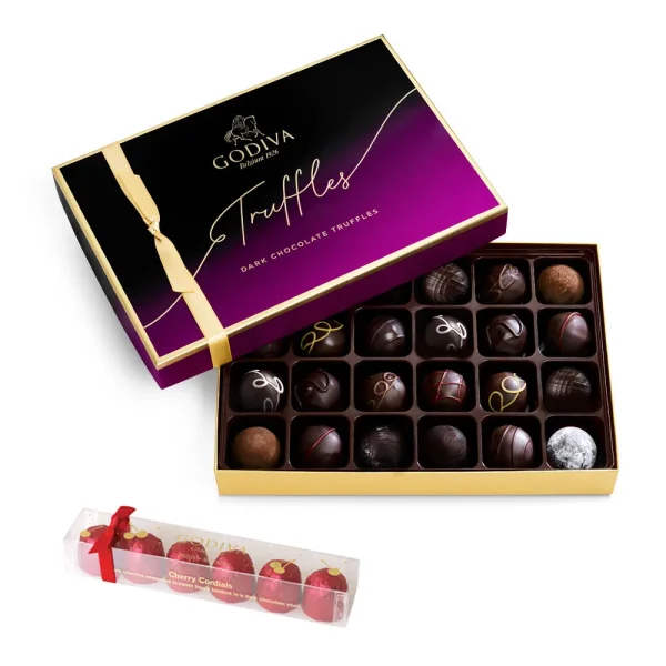 Dark Truffles Gift Box, 24 pc. with Cherry Cordials