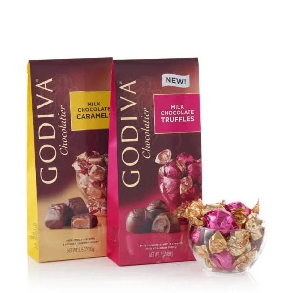 Wrapped Milk Chocolate Truffles & Milk Chocolate Caramels, Large Bags, Set of 2, 19 pc. each