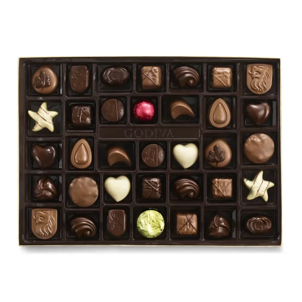 Assorted Chocolate Gold Gift Box, Red Ribbon, 72 pc.