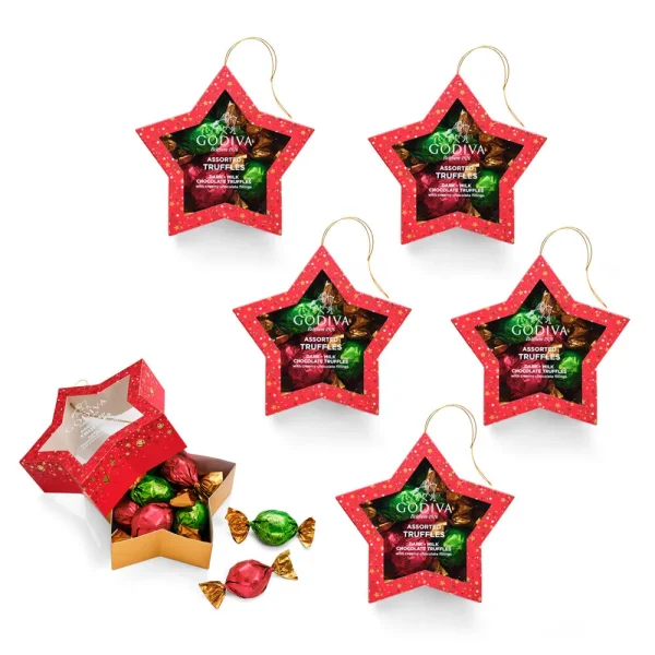 Chocolate Truffle Star Ornament, Set of 6