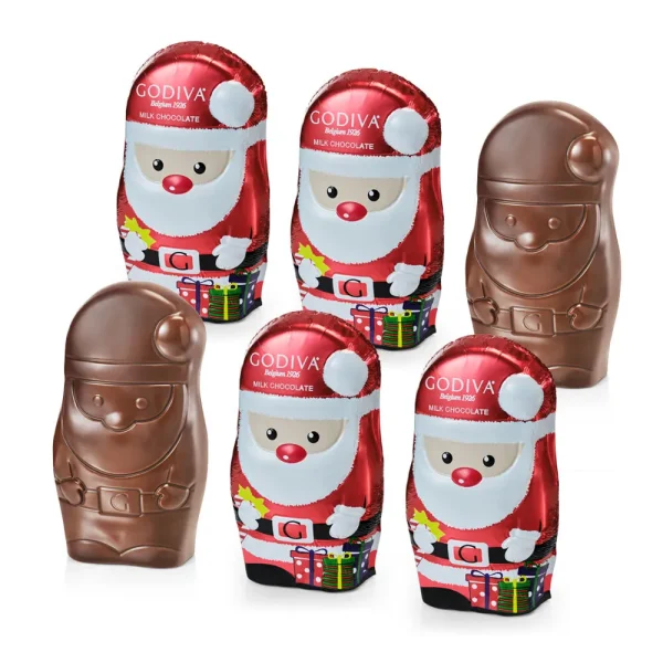 Milk Chocolate Foil Wrapped Santas, Set of 6
